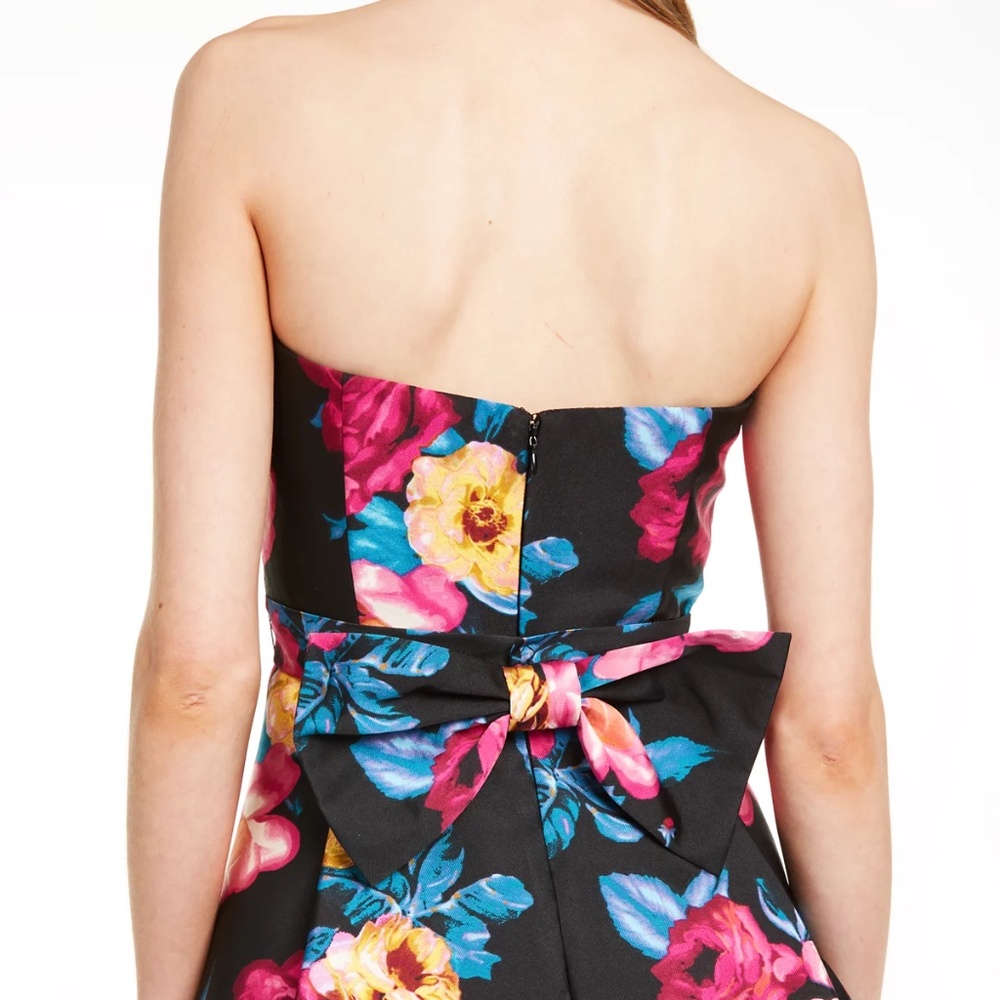 Betsey Johnson strapless bow-back fit and flare dress in full bloom noir size 2. - Picture 4 of 4